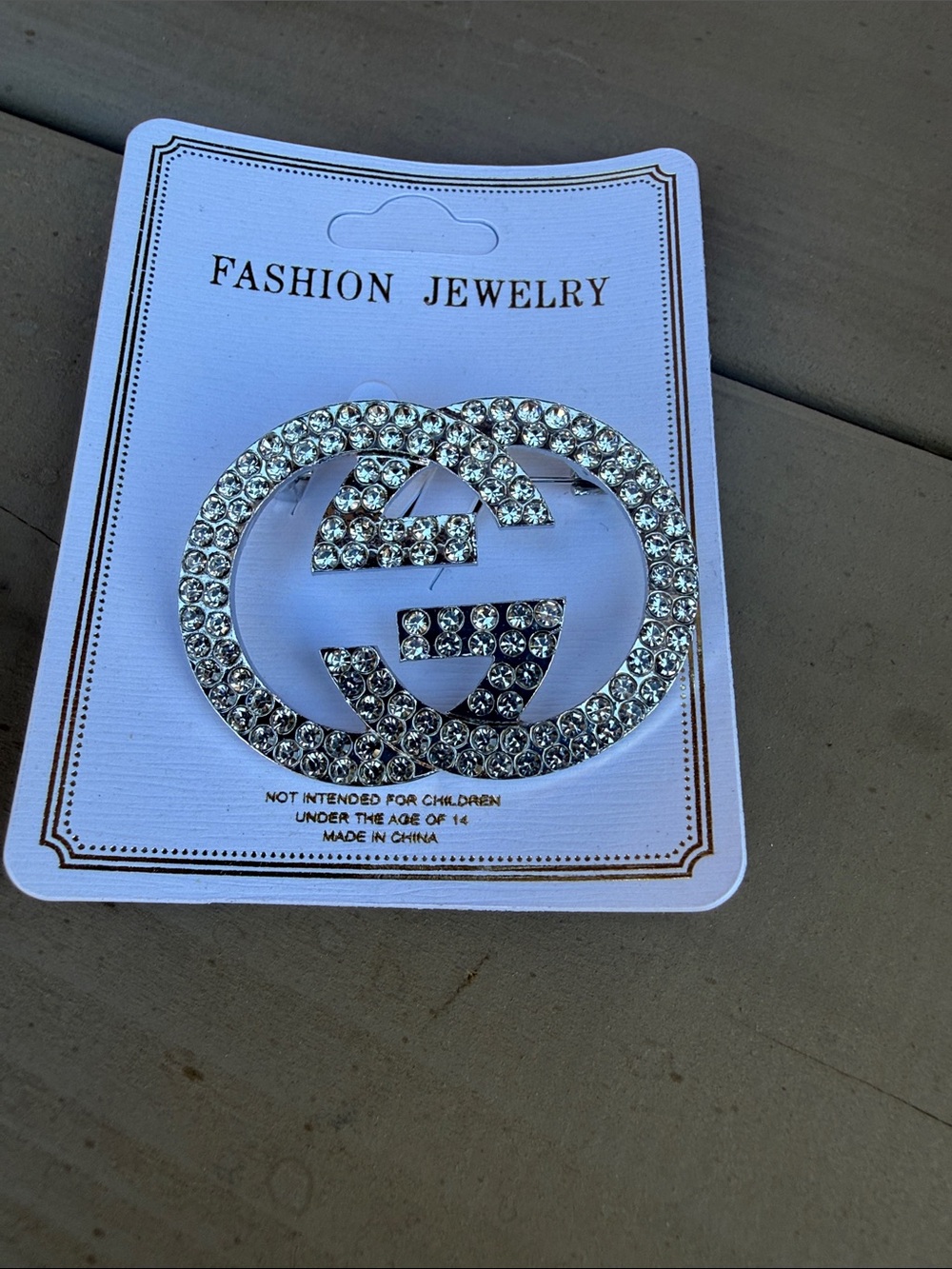 Fashion Jewelry Silver-tone Crystal Interlocking Circle Brooch